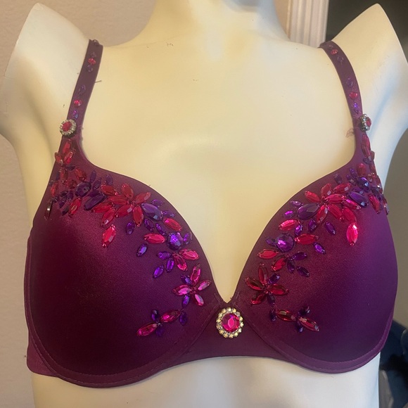 Marciano plum fuchsia embellished bra 36D